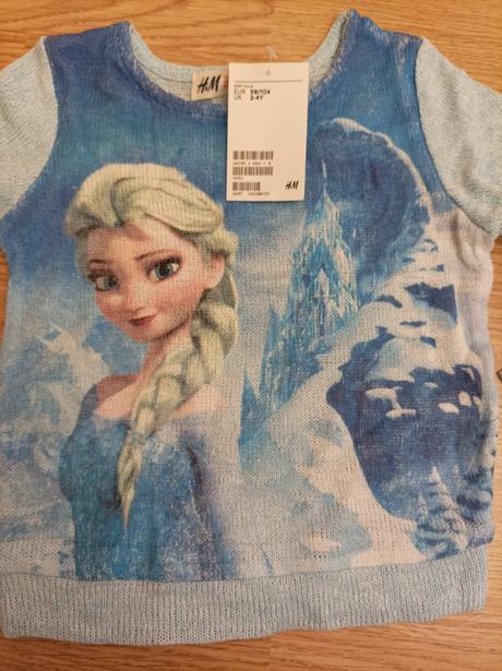 Dívčí svetr frozen s elsou h&m vel.98/104 - nový, h&m,98 / 104