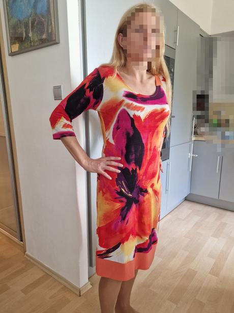 Šaty dlouhý rukáv barevné do oranžova julie c, m