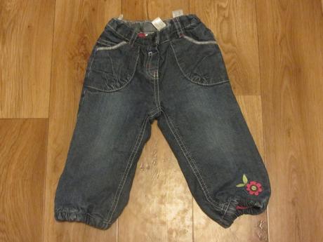 Zateplené džíny s kytičkou, c&a,80
