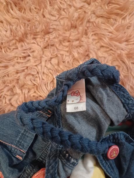 Džínové laclové šortky hello kitty 68/74, c&a,68