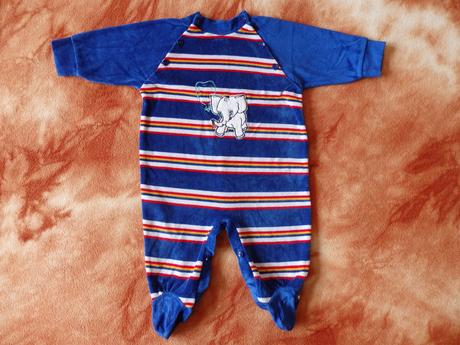 Sametový overálek se sloníkem - pyžamko, 74