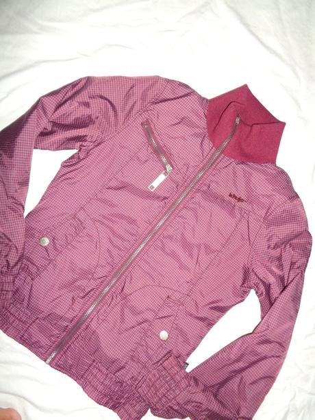 Luxusní vínová kostičkovaná bunda 158/164, 158