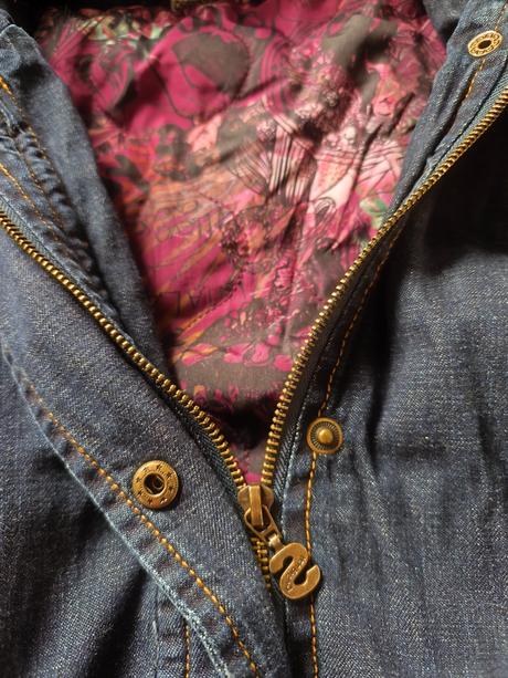 Džínová bunda parka kabát desigual xs/s, desigual,xs
