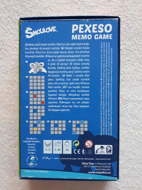 Pexeso dino, šmoulové sporty, 48 pevných kartiček,