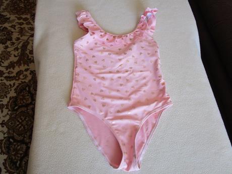 Krásné růžové plavky se srdíčky, jen týden nošené, primark,146