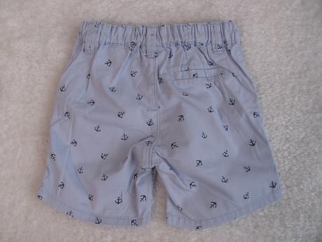 Bavlněné sv. modré kraťasy s kotvou, h&m,68