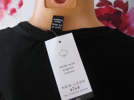 Černé pružné tričko s bílým nápisem, new look,158