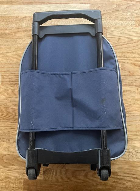 Dětský kufřík modrý, látkový na kolečkách,
