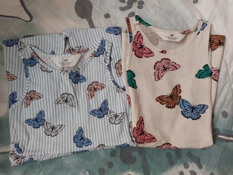 2x šaty motýlci, h&m,110