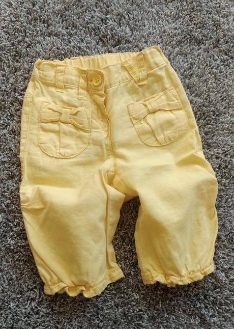 Letní žluté lněné kalhoty pod kolena, next,86