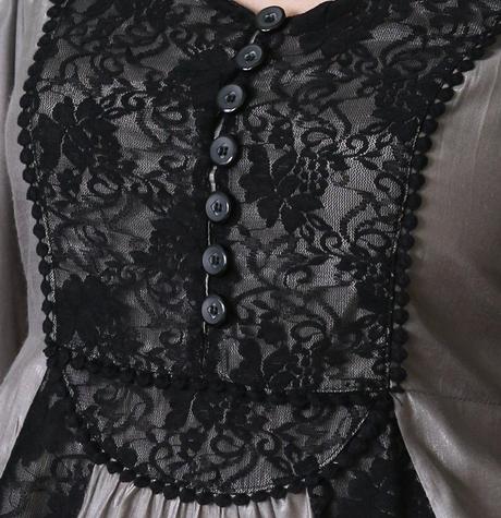 Stříbrošedá tunika s černou krajkou vel.38-40, 38 / m