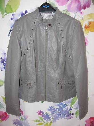 Dámská šedá bunda ze speciální jemné kůže, 46