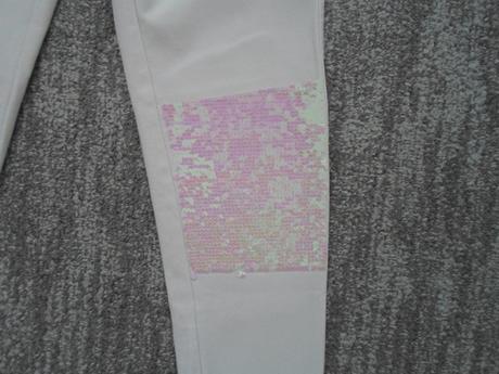 Bílé legíny tregíny džegíny kalhoty skinny s flitr, h&m,158