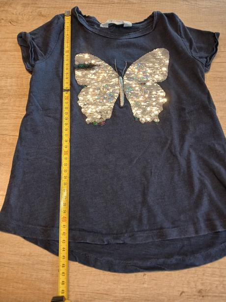 2x měnící tričko motýl hm vel. 110/116, h&m,116