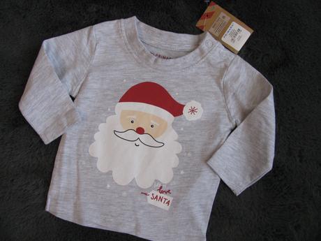 Světle šedé tričko se santou v.0-3 měs., primark,62