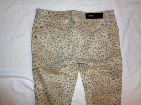 Super elastické hnědé kalhoty - tygr motiv, 38