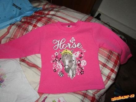 Malá růžová mikina kůň na holku, 86