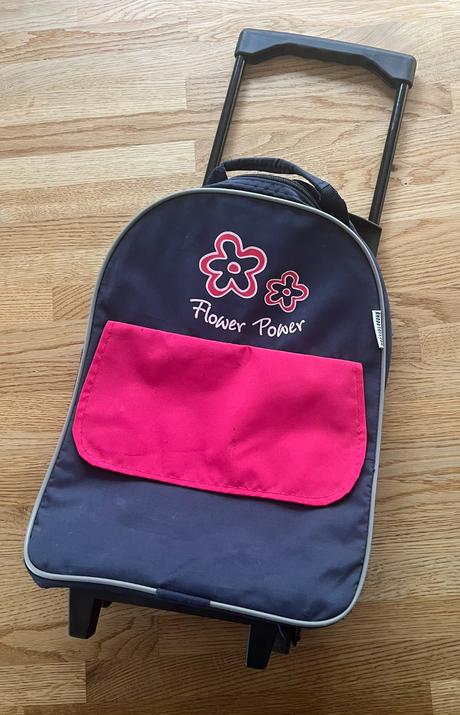 Dětský kufřík modrý, látkový na kolečkách,