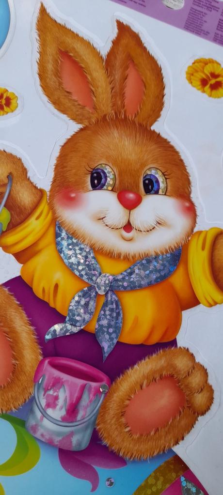 Okenni dekorace velikonoční zajíc s vajíčky, 