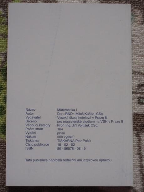 Učebnice matematika i vš hotelová v praze,