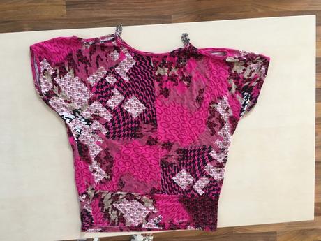 Růžový top s řetízky, vel m-xl, o+s, xl
