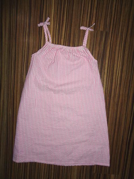 Bílorůžové pruhované letní šaty - krep, nutmeg,122