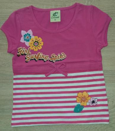 Růžové tričko s pruhy vel. 116, 116