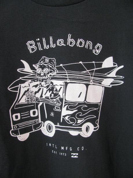 Bavlněné černé tričko s potiskem kostlivce, billabong,164