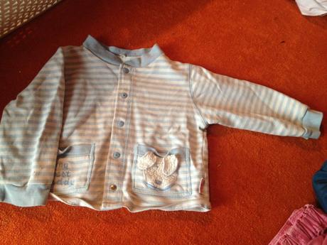 Dětská halenka - mikinka pejsek, proužky, 80