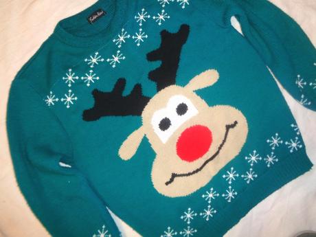 Krásný zelený vánoční svetr se sobíkem, 152
