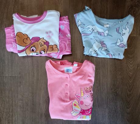 3x dívčí pyžama,vel.86/98,skye,peppa, jednorožci, nickelodeon,86
