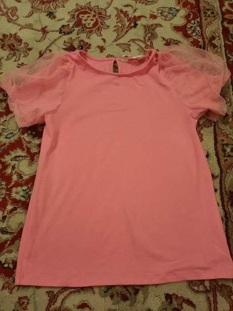 Tričko s tylovými třpytivými rukávy, h&m,134