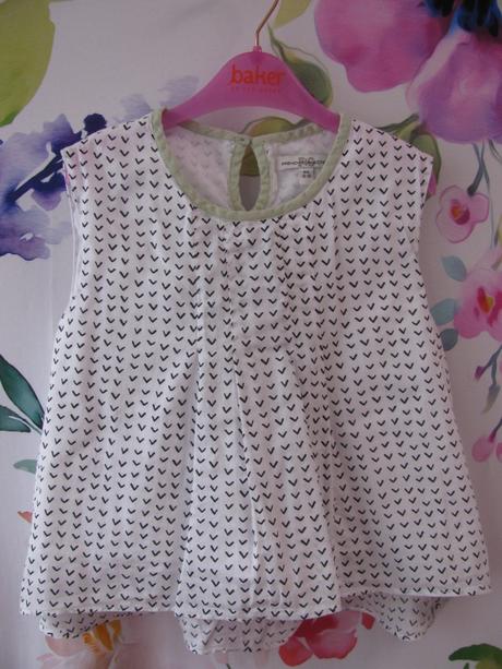 Bílá plátěná tunika se vzorečkem, 134