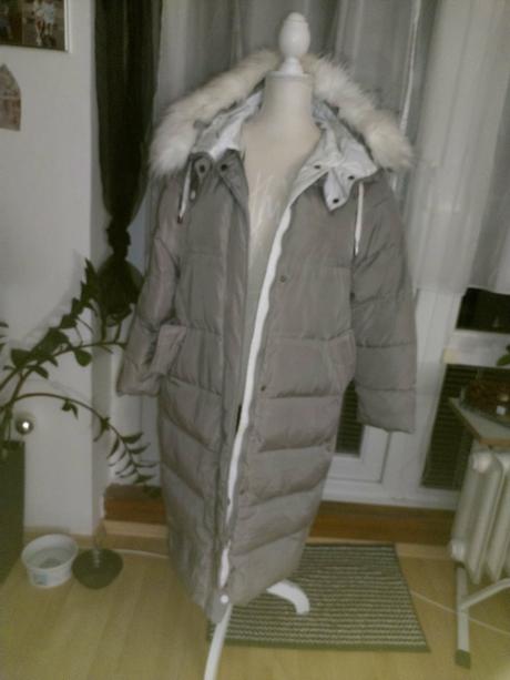 Luxusní péřový kabát vel l-xl, l