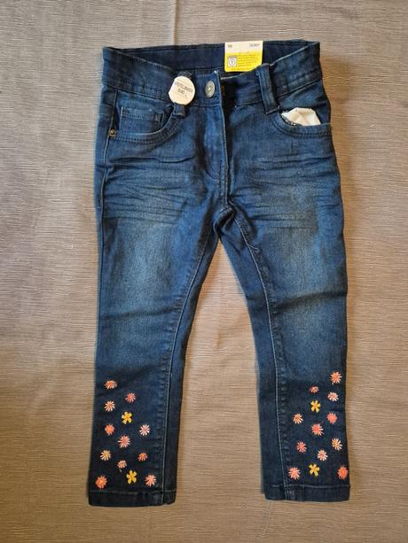 Dívčí džíny s květinovou výšivkou topolino vel. 98, topolino,98