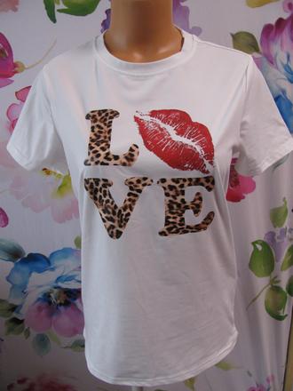 Dívčí, dámské bílé elastické tričko s potiskem, s