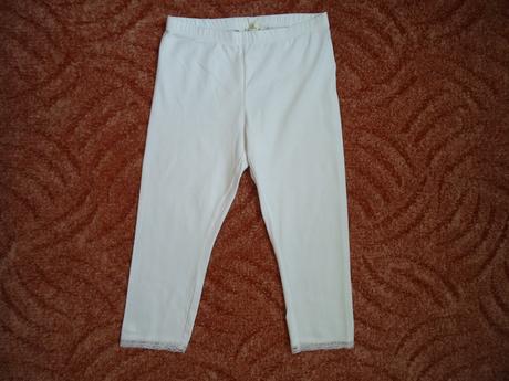 Bílé 3/4 legíny s krajkou, h&m,146