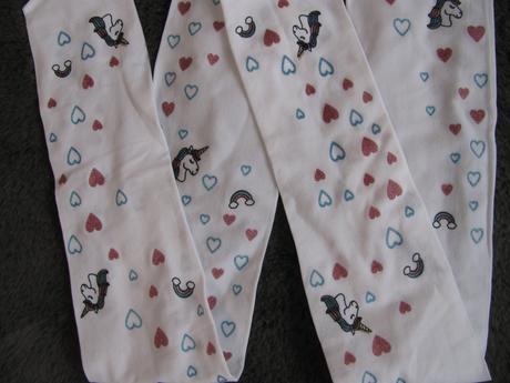 Dívčí punčocháče,třpytivé obrázky -jednorožec, h&m,134