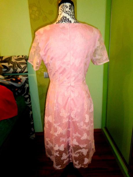 Luxusní světle růžové motýlkové šaty, l