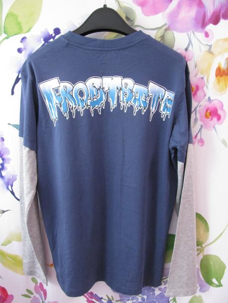 Bavlněné modro šedé tričko s vánočním motivem, 164