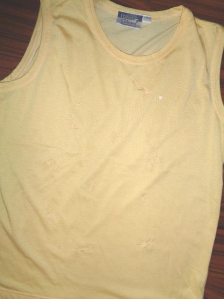 Nádherné žluté vyšívané tílko - l/xl, l / xl