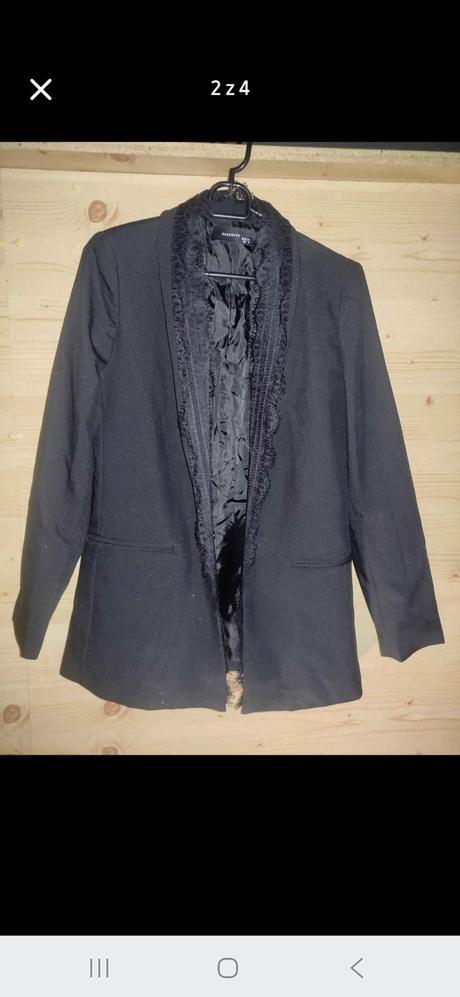 Elegantní černé sako s krajkou vel. xs, reserved,xs