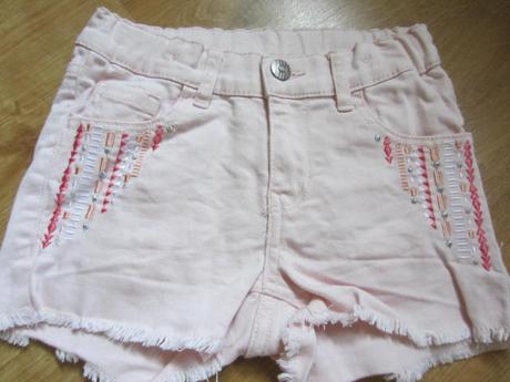 Růžové džínové zdobené kraťasy, šortky, lindex,122