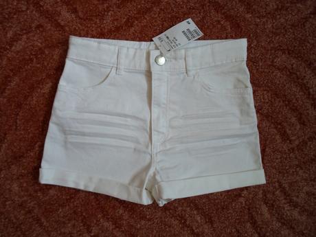 Bílé kraťasy kraťásky šortky, h&m,146