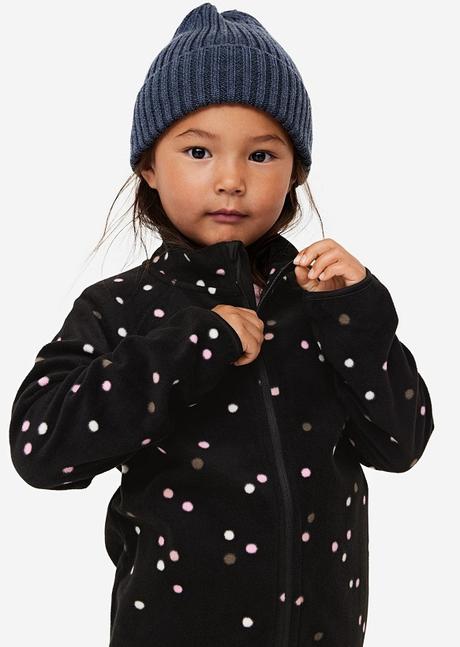 Fleecová puntíkovaná mikina h&m černá vel. 122/128, h&m,122 / 128