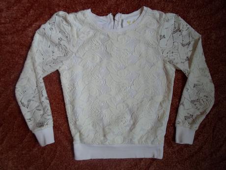 Béžový smetanový krajkový svetr svetřík mikina yd, young dimension,116