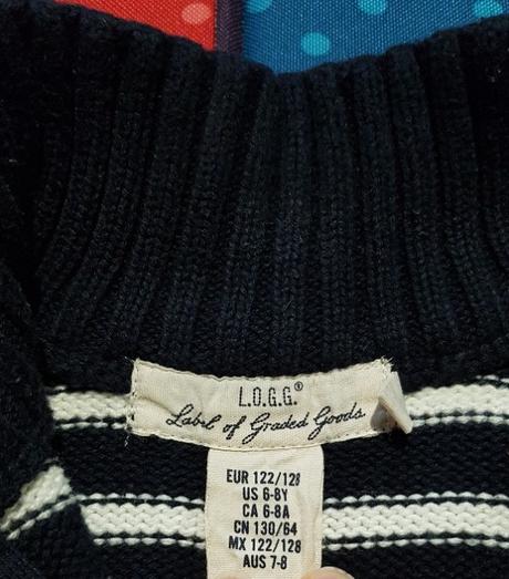 Tmavomodrý pruhovaný svetr, 122 - 128, l.o.g.g.,122