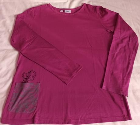 Dívčí triko dlouhý rukáv vínové s kočičkou bonprix, bonprix,164