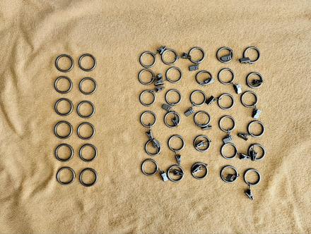 Stříbrné matné kroužky žabky na závěs nebo záclonu, 