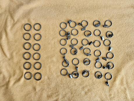 Stříbrné matné kroužky žabky na závěs nebo záclonu, 